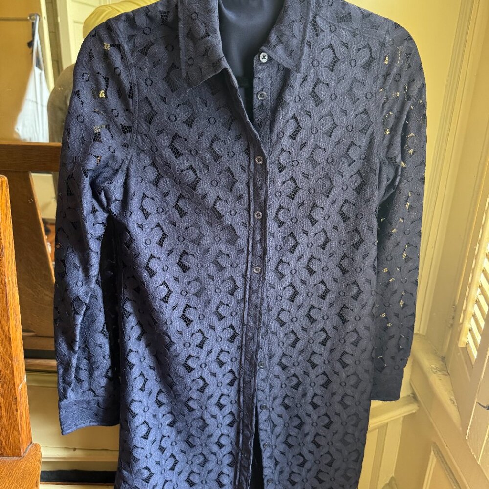 Lacy Equipment Long Button-up Blouse